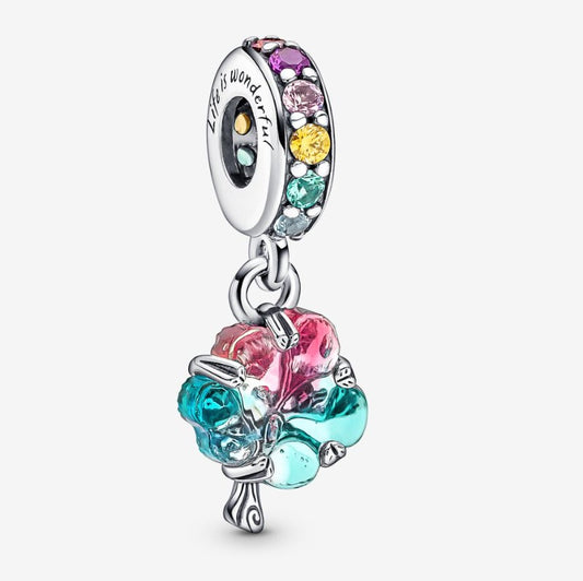 Pandora Charm Pendente Albero Arcobaleno Vetro di Murano