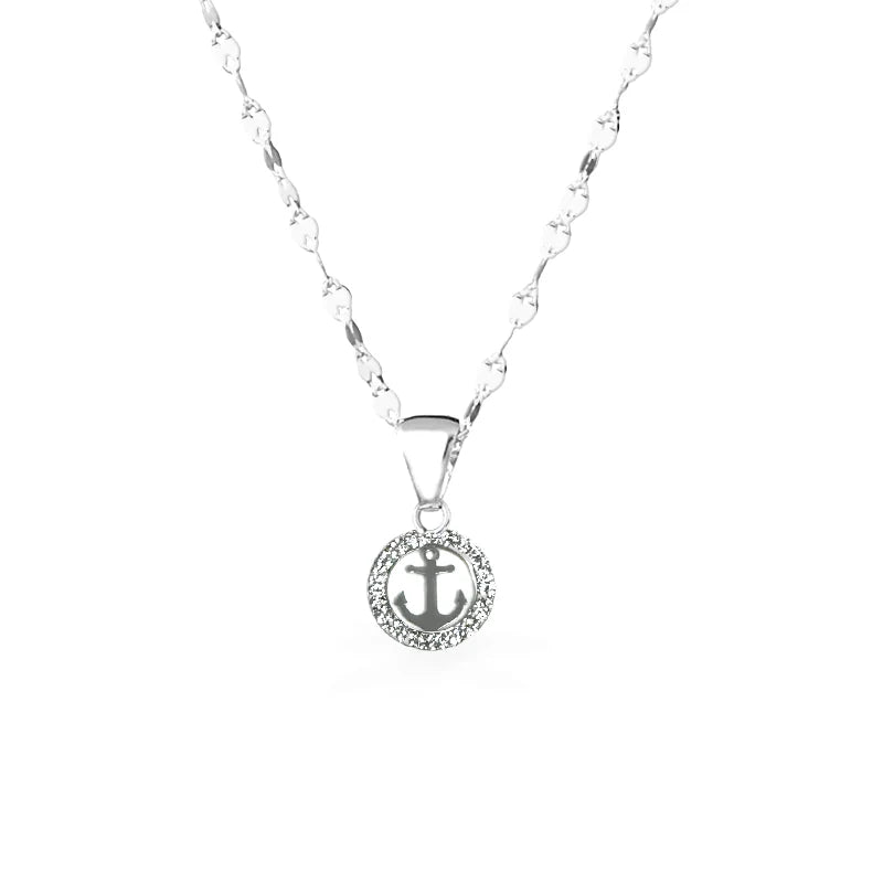 Collana in Oro con Ancora e zirconi - Oro18kt - 1,7 gr.