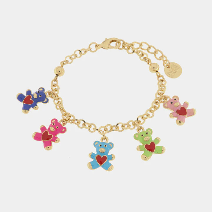BY SIMON - Bracciale in Metallo con orsetti colorati e cuori rossi