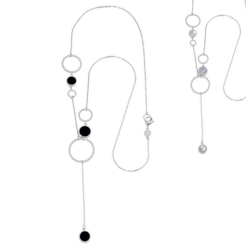 MARLU- Collana con cerchi acrilico e madreperla