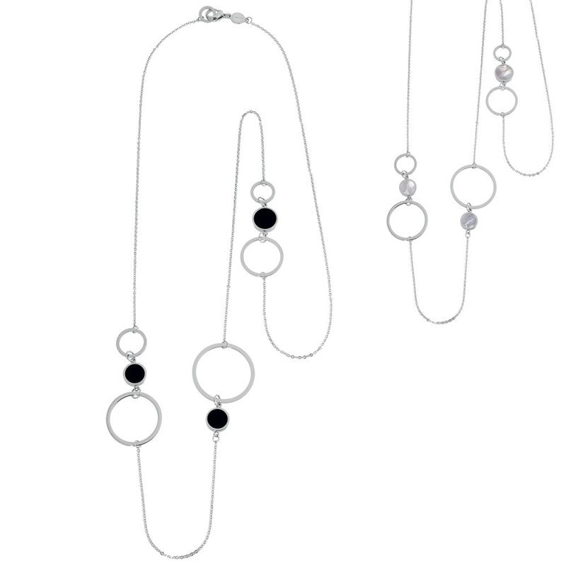 MARLU- Collana con cerchi acrilico e madreperla