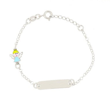 LUCA BARRA-BRACCIALE BABY" CON TARGA IN ARGENTO 925 ANGELO AZZURRO