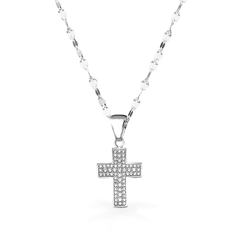 Collana in Oro con Croce e Zirconi - Oro18kt - 3gr.