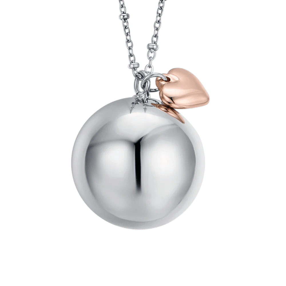 LUCA BARRA - COLLANA CHIAMA ANGELI IN ACCIAIO CIONDOLO IN METALLO CON CHARMS CUORE ROSE