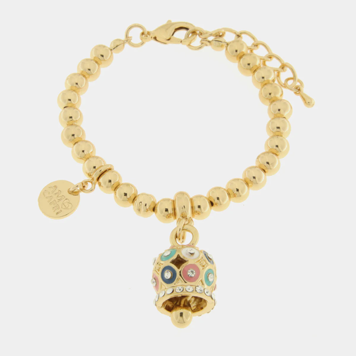 By Simon-Bracciale in Metallo con campanella a pois multicolor e zirconi