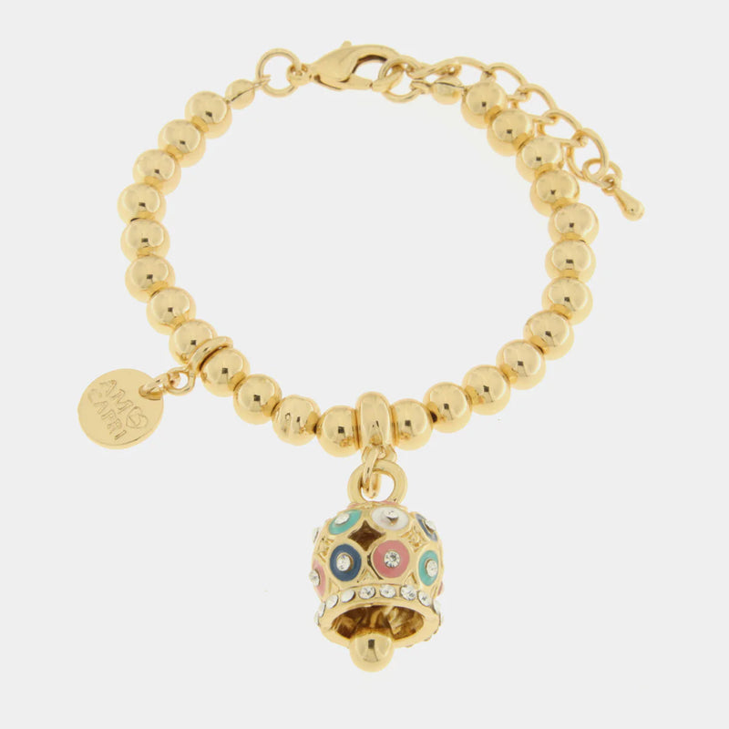 By Simon-Bracciale in Metallo con campanella a pois multicolor e zirconi