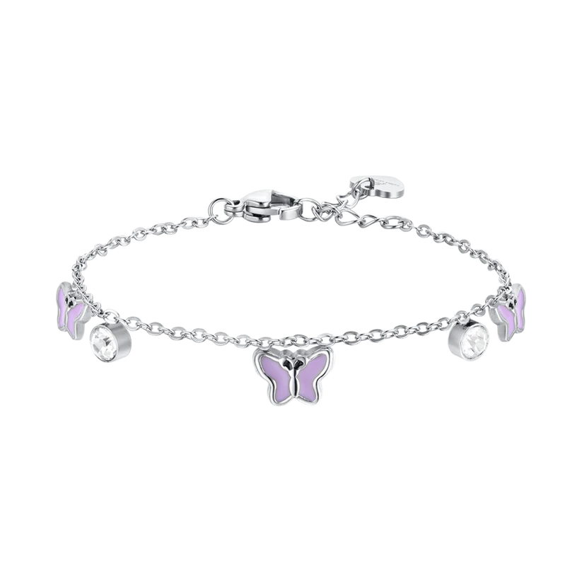 LUCA BARRA - BRACCIALE BAMBINA IN ACCIAIO SMALTO VIOLA