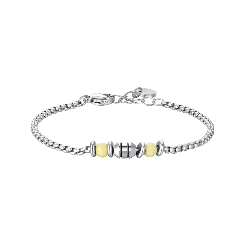 LUCA BARRA - BRACCIALE BAMBINO IN ACCIAIO PIETRE GIALLE