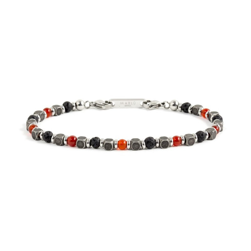MARLU- Bracciale corniola rossa e pietra lavica