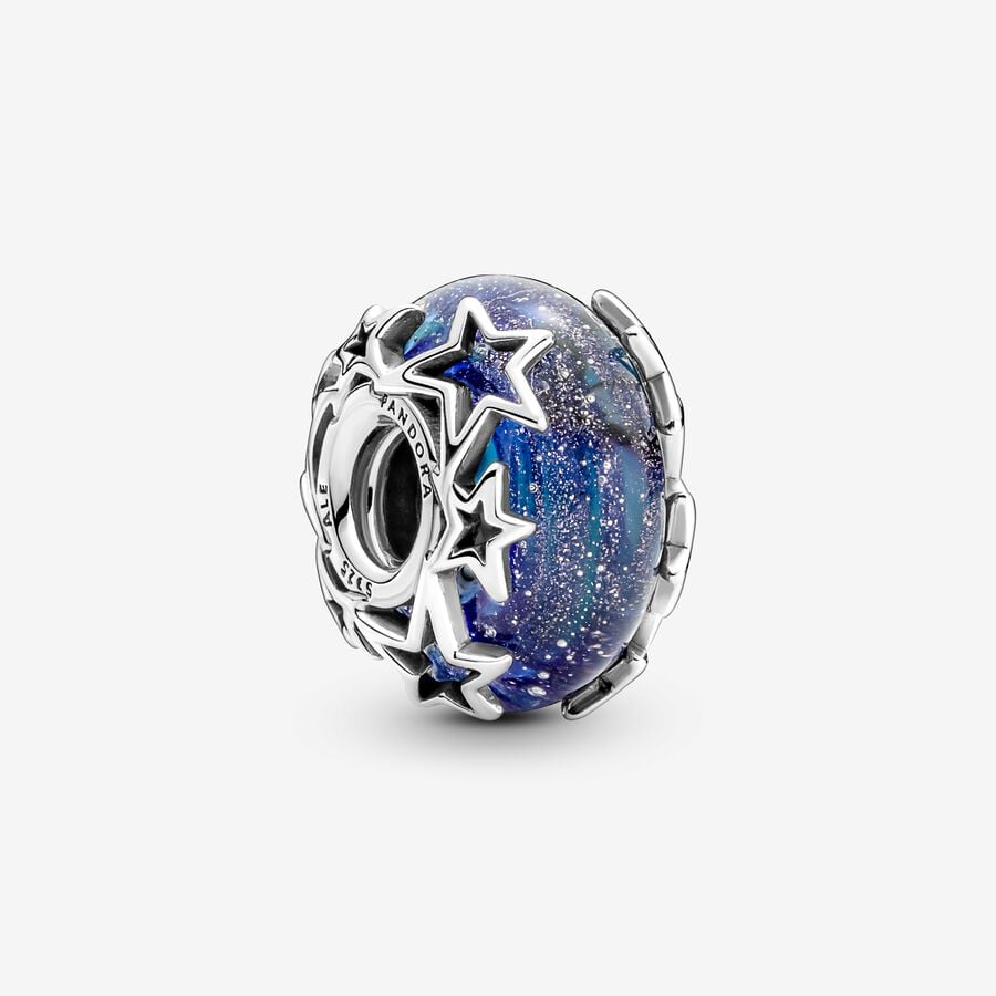 Charm Vetro di Murano Blu con Stelle