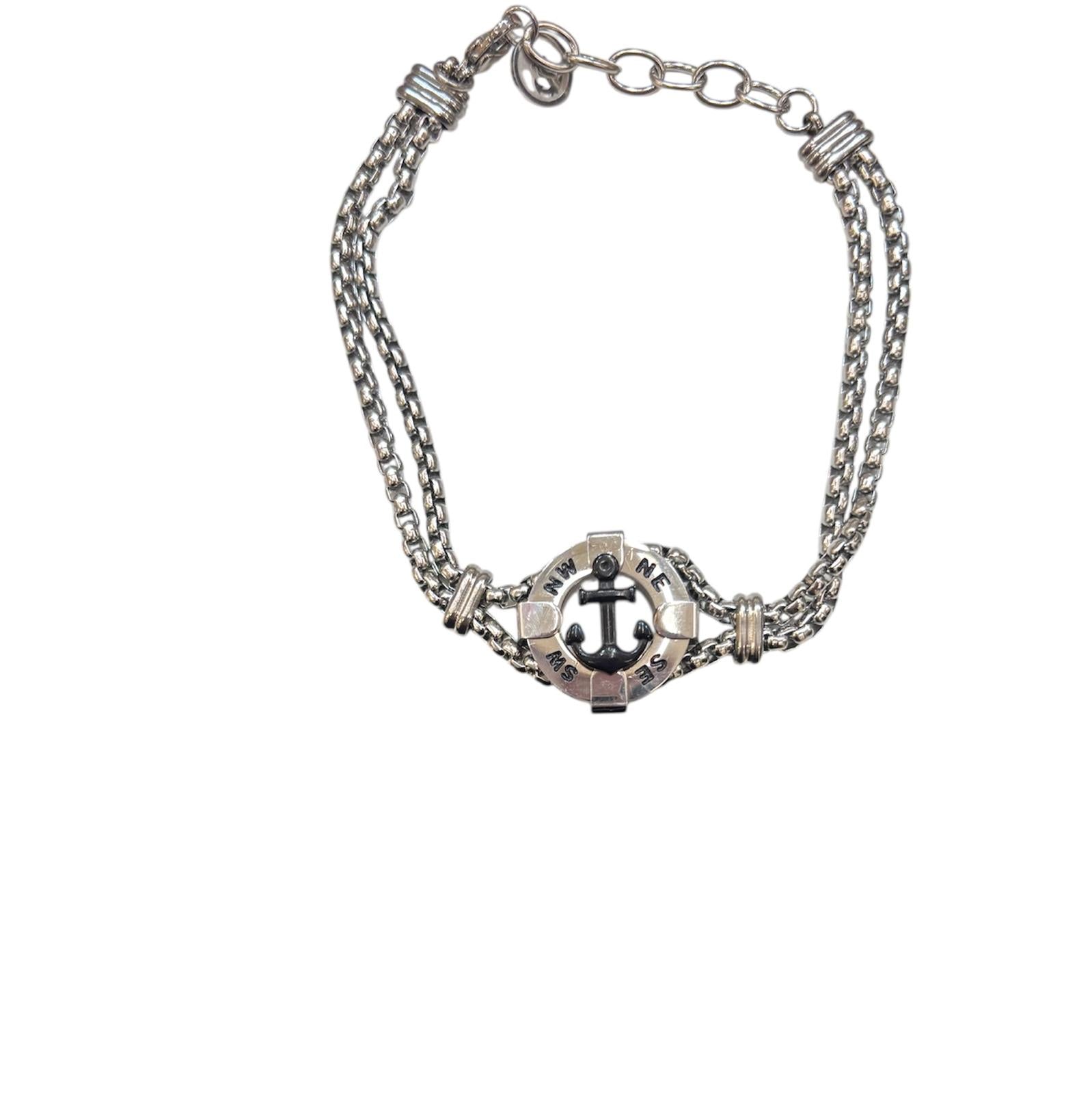 LUCA BARRA - BRACCIALE UOMO CON ANCORA NERA