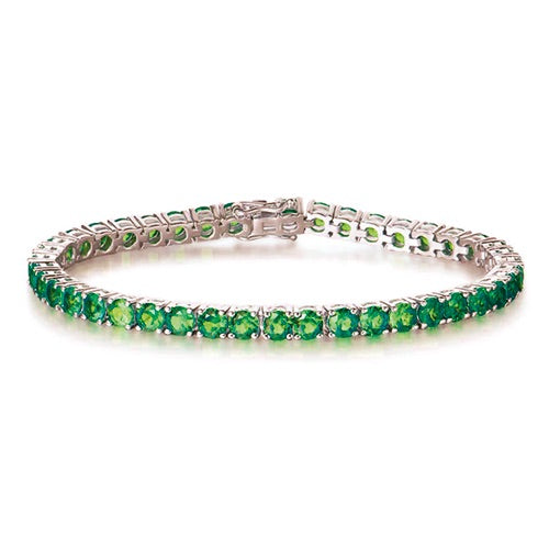PREZIOSI ARGENTO 925 - Bracciale tennis argento 925 zirconi verdi