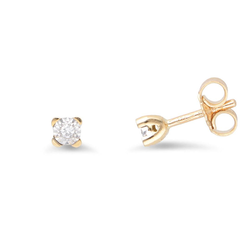 FALCO GIOIELLI  - Orecchini Punto Luce con Diamanti 0,03 ct in Oro Giallo 18 kt