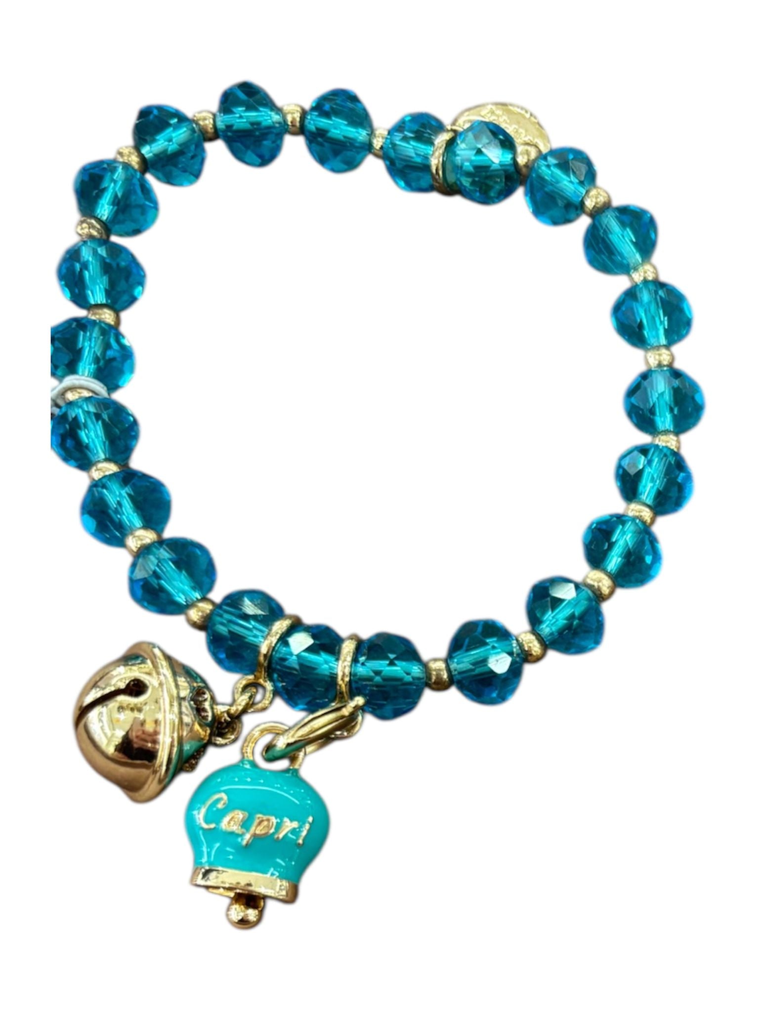 BY SIMON - Bracciale in Metallo con sfere, campa Capri smaltata azzurra e ciondolo