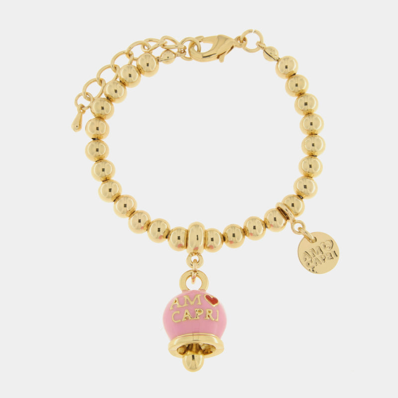 By Simon-Bracciale in Metallo con campanella rosa e scritta Capri