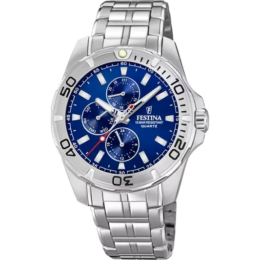 OROLOGIO FESTINA MULTIFUNZIONE COLLEZIONE F20445/2 BLU CINTURINO IN ACCIAIO, UOMO