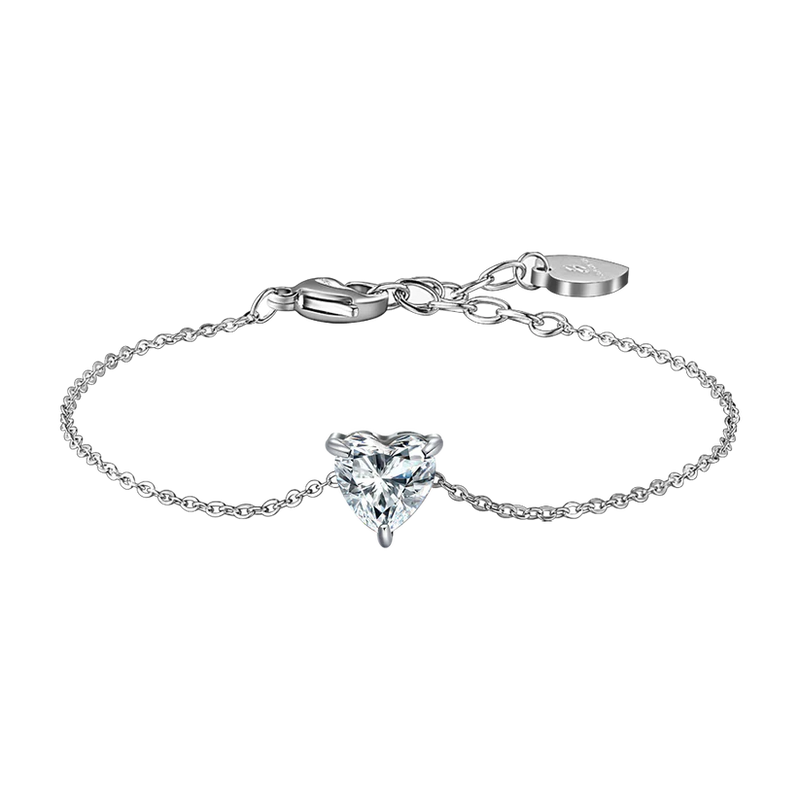 LUCA BARRA - BRACCIALE DONNA IN ACCIAIO CON CUORE CRISTALLO BIANCO