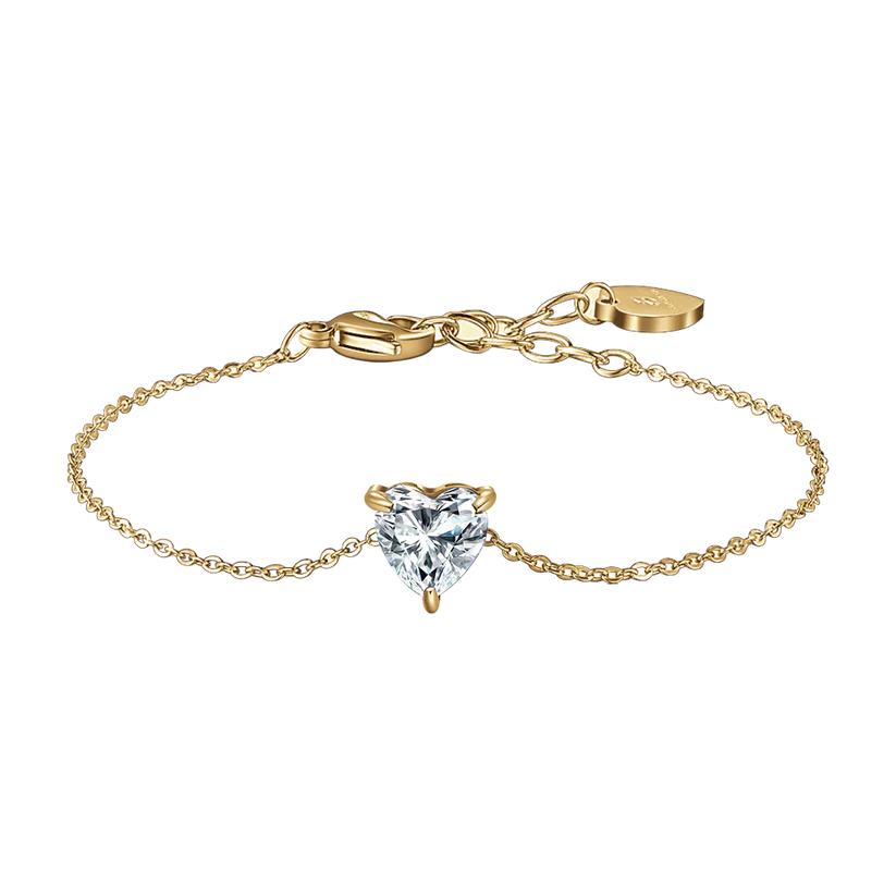 LUCA BARRA - BRACCIALE DONNA IN ACCIAIO E IP GOLD CON CUORE CRISTALLO BIANCO