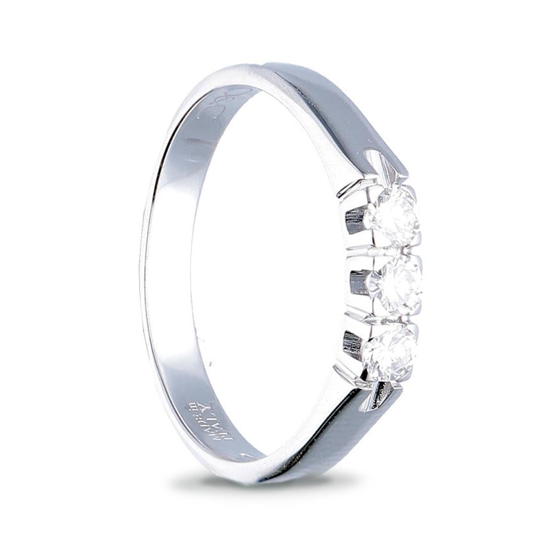 FALCO GIOIELLI  - Anello Trilogy in Oro Bianco 18 kt con Diamanti