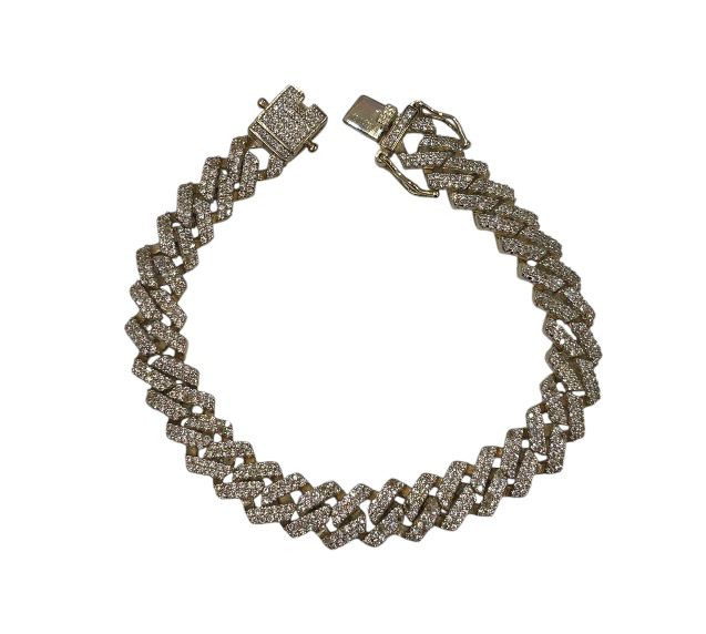 PREZIOSI ARGENTO-Bracciale Monaco Cuban Iced in argento 925