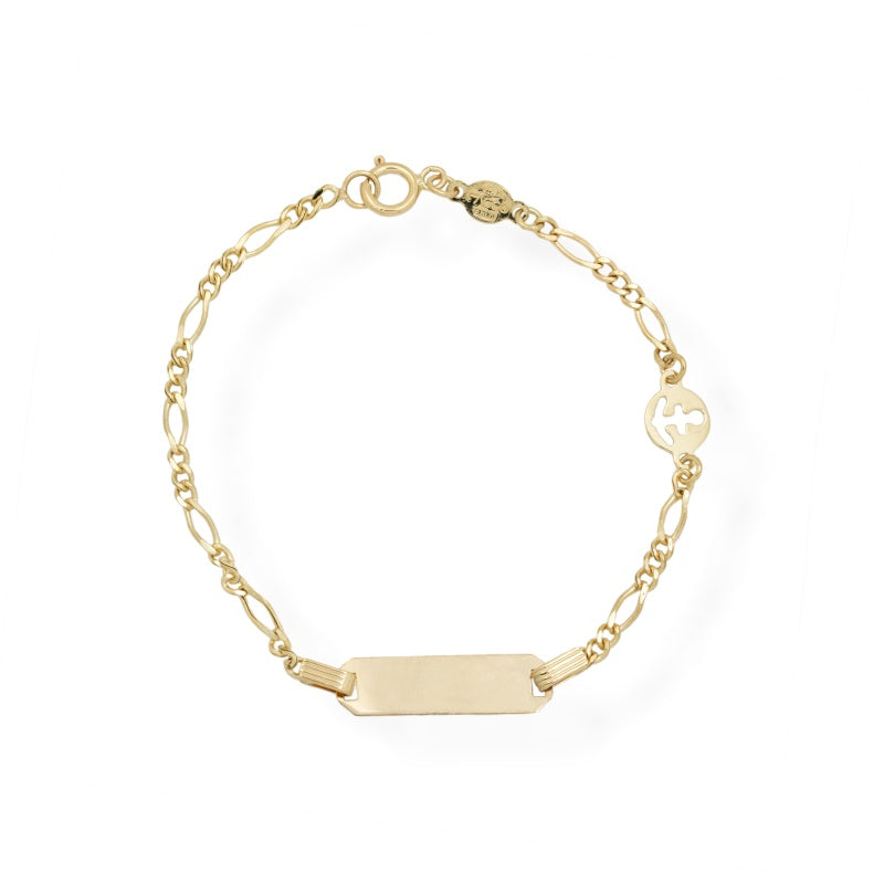 FALCO GIOIELLI - Bracciale rosario Big in Oro Bianco e ciondoli - Oro18kt - 3,3 gr.Bracciale Bimbo con Targa e Ancora in Oro 750