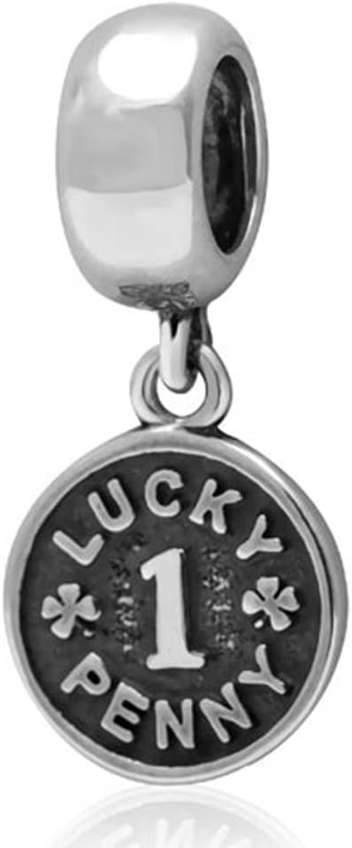 Ciondolo portafortuna a forma di penny, con scritta Lucky Penny e numero 1