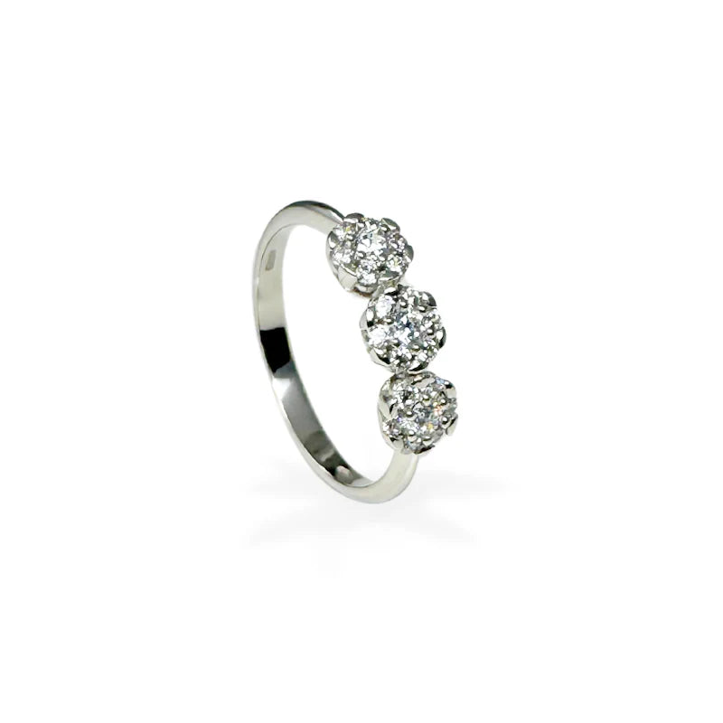 FALCO GIOIELLI - Anello Tre Gioie in Oro Bianco - Oro18kt - 2,2 gr.