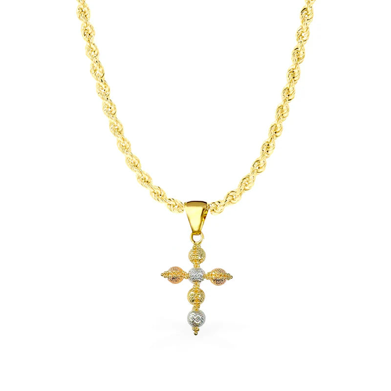 Collana con Croce a sfera multicolor in Oro - Oro18kt - 5,3 gr.