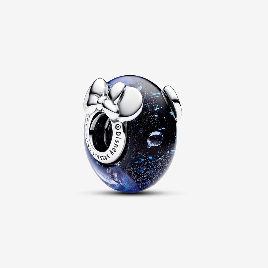 Charm Mickey e Minnie, Vetro di Murano Blu