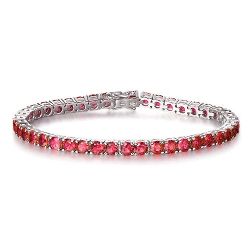 PREZIOSI ARGENTO 925 - Bracciale tennis in argento 925 Zirconi Rossi