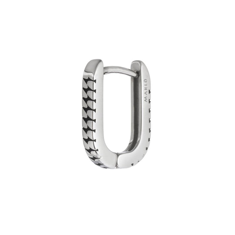 MARLU- Orecchino ovale 1,7 cm trama con black oil opaco