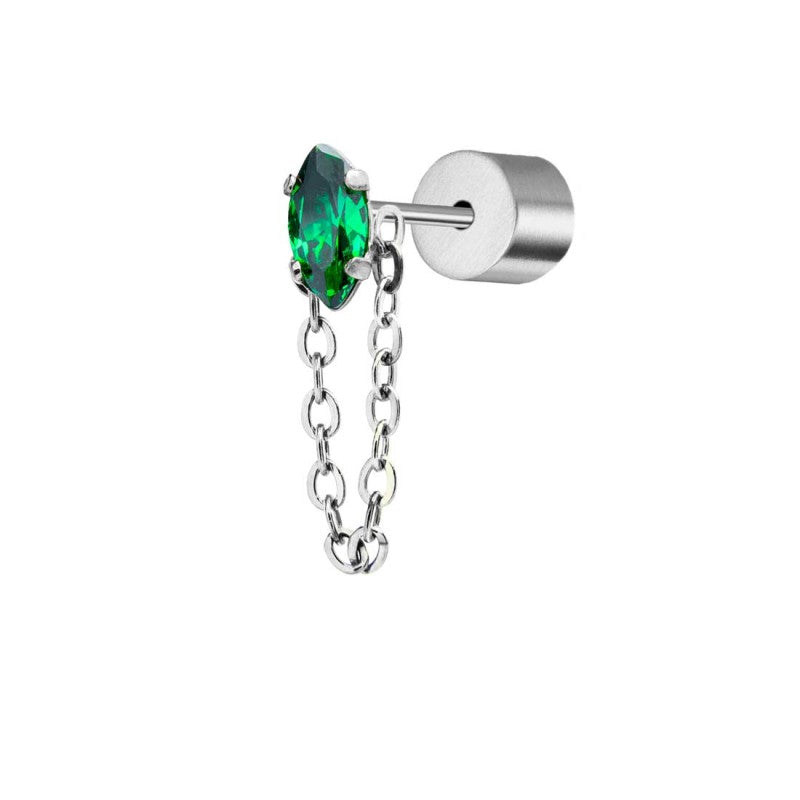 MARLU- Orecchino a lobo con zircone e catena cross