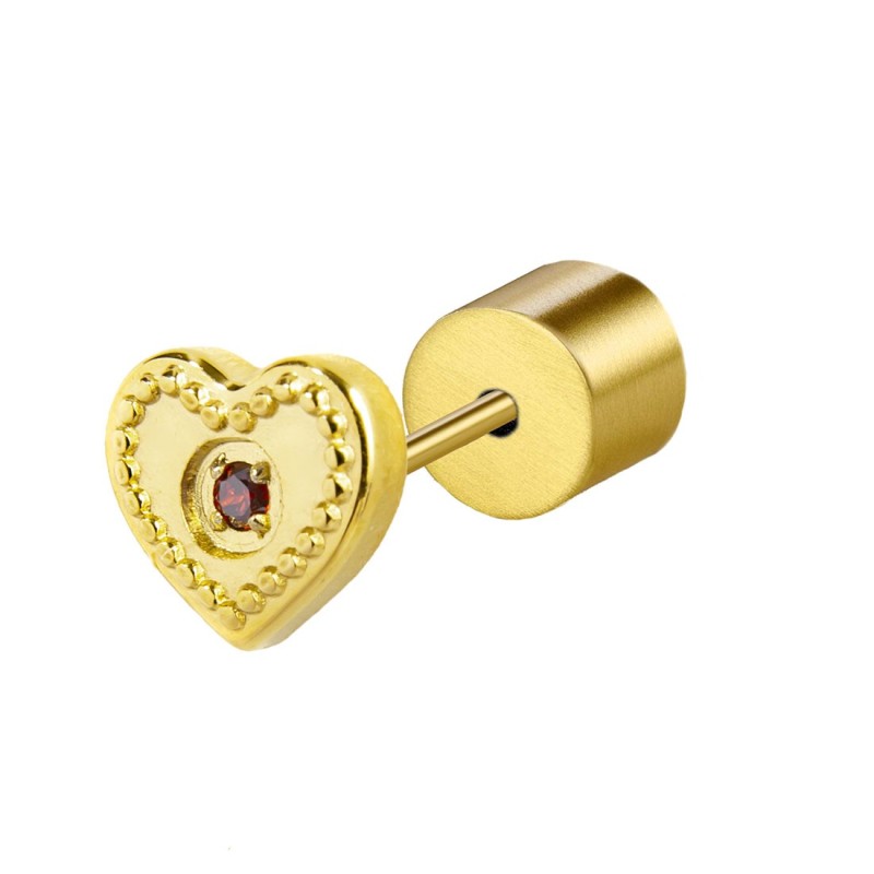 MARLU- Orecchino a lobo cuore con zircone
