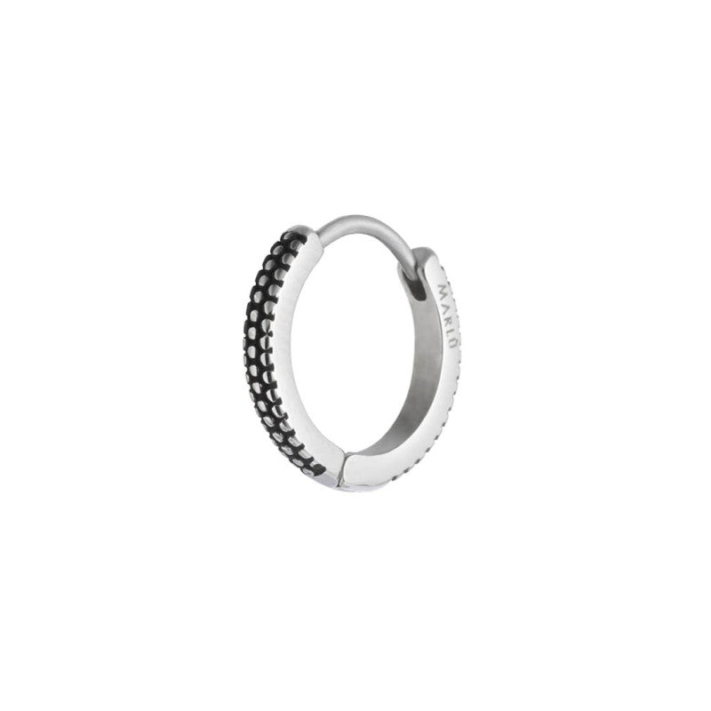 MARLU- Orecchino a cerchio 1,5 cm trama puntinata in black oil opaco