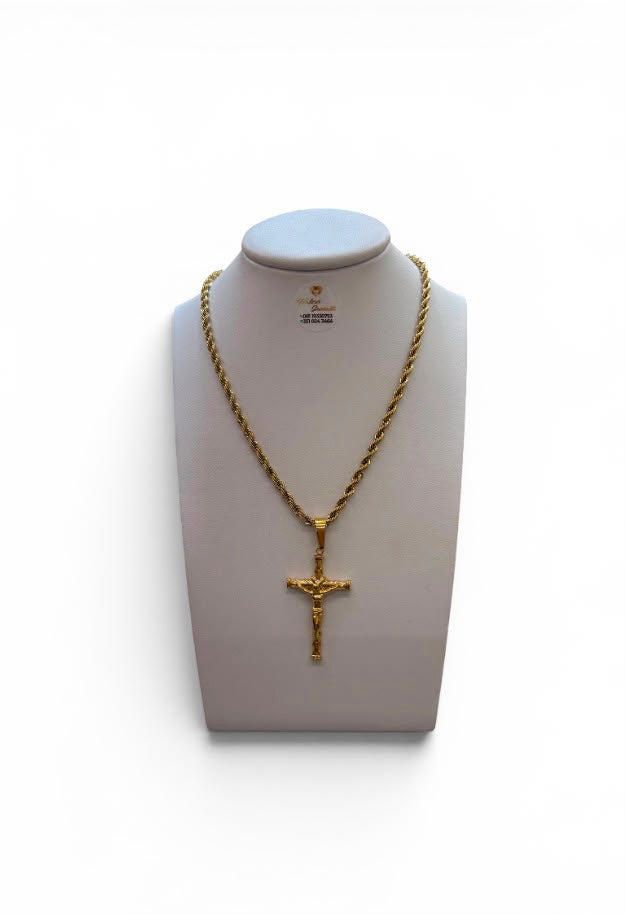 MARLÙ - COLLANA  CON CROCE IN ACCIAIO DORATO