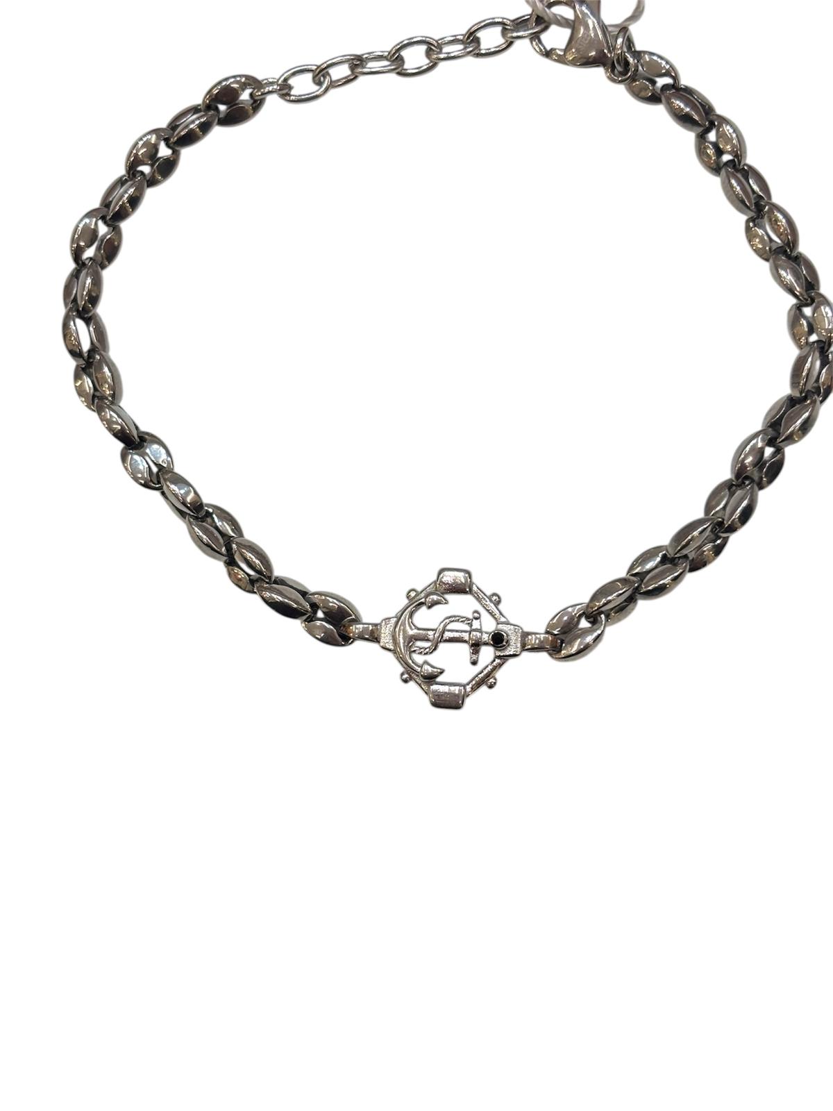 LUCA BARRA - BRACCIALE UOMO CON ANCORA ARGENTATA