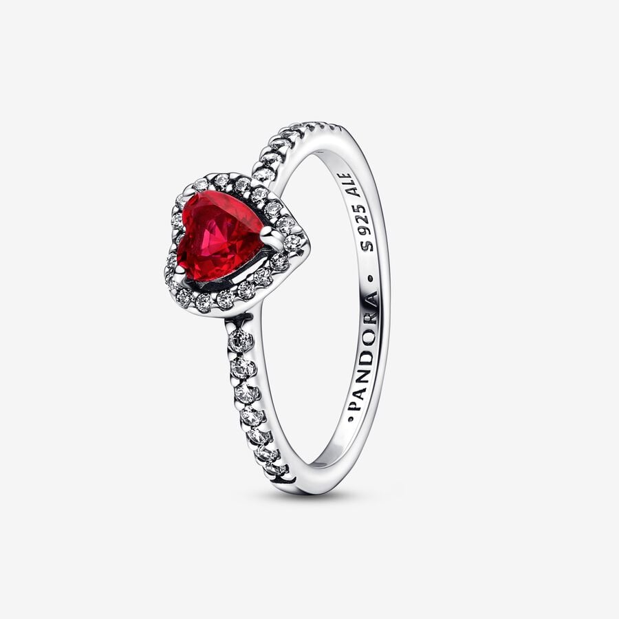 Pandora-Anello Cuore in Rilievo Rosso