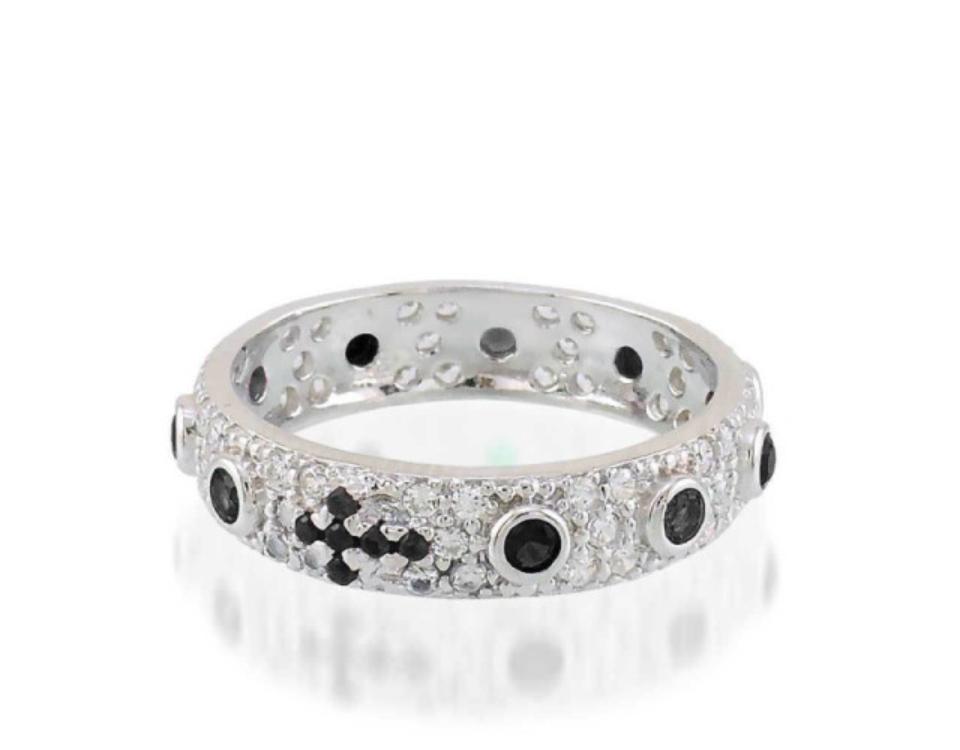 LUCA BARRA-Anello Rosario in argento pietre nere