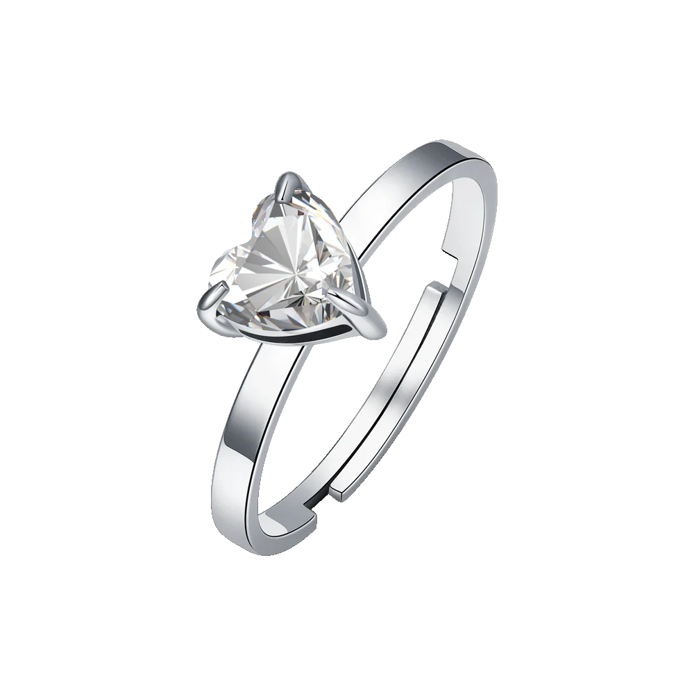 LUCA BARRA-ANELLO DONNA IN ACCIAIO CON CUORE CRISTALLO BIANCO