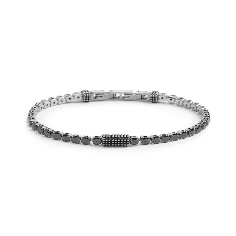 MARLU- Bracciale catena tennis con zirconi neri 4mm