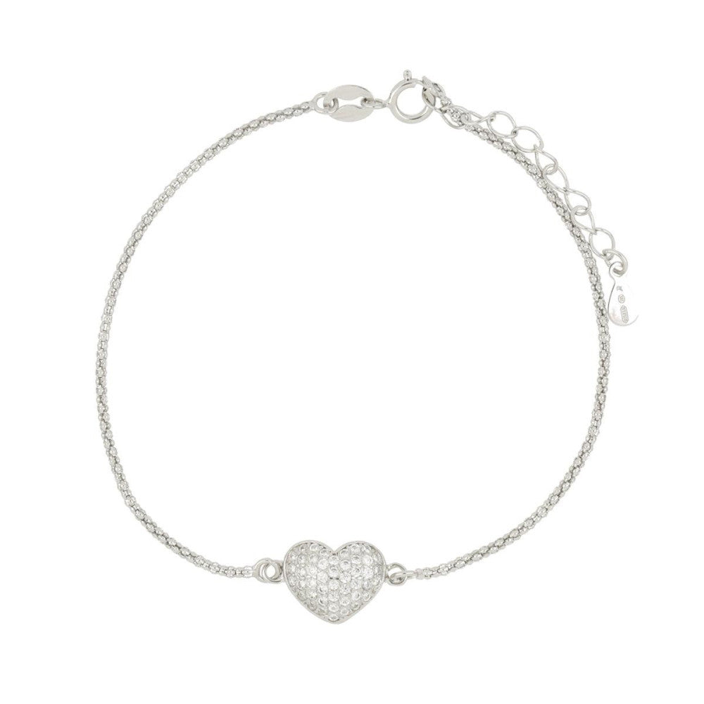 LUCA BARRA - BRACCIALE IN ARGENTO 925 CON CUORE ZIRCONATO