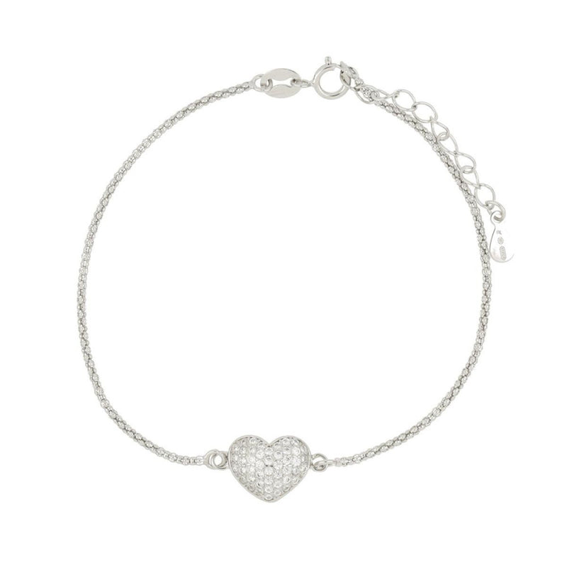 LUCA BARRA - BRACCIALE IN ARGENTO 925 CON CUORE ZIRCONATO