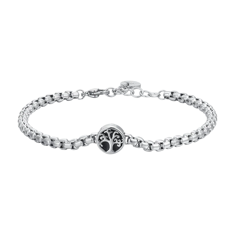 LUCA BARRA-BRACCIALE UOMO IN ACCIAIO ALBERO DELLA VITA