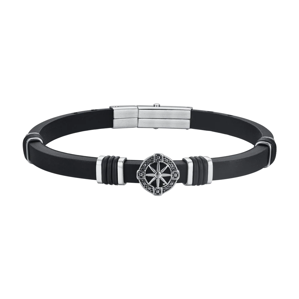 LUCA BARRA-BRACCIALE UOMO IN SILICONE ROSA DEI VENTI