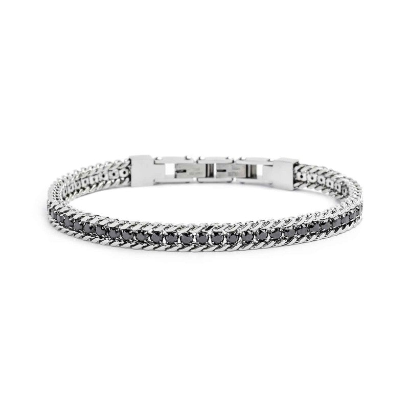 MARLU- Bracciale tennis 3mm con catena grumetta