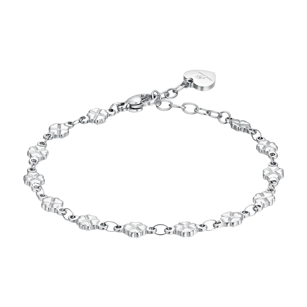 LUCA BARRA- BRACCIALE DONNA IN ACCIAIO QUADRIFOGLI