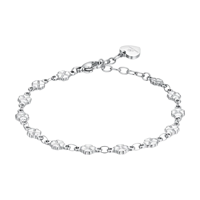 LUCA BARRA- BRACCIALE DONNA IN ACCIAIO QUADRIFOGLI