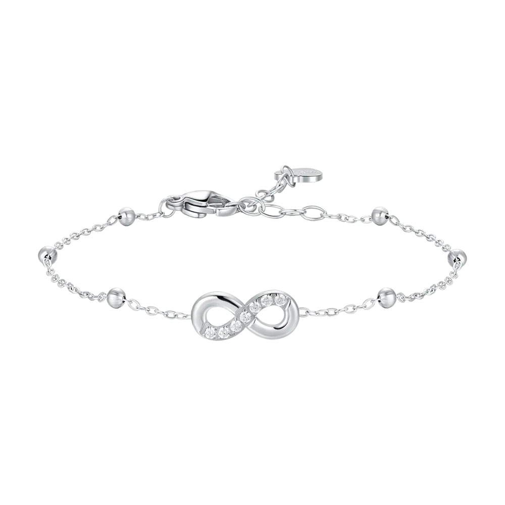 LUCA BARRA-BRACCIALE DONNA IN ACCIAIO CON INFINITO E PUNTI LUCE DI ZIRCONE BIANCO
