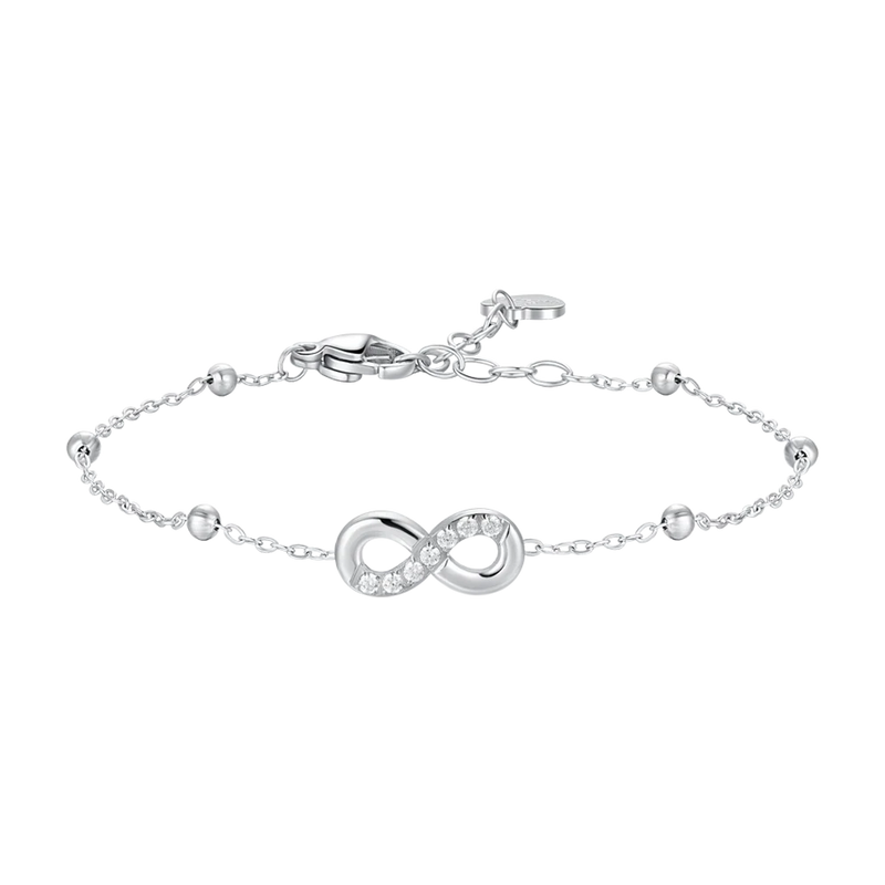 LUCA BARRA-BRACCIALE DONNA IN ACCIAIO CON INFINITO E PUNTI LUCE DI ZIRCONE BIANCO