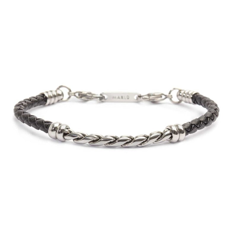 MARLU- Bracciale in pelle sintetica con catena twisted
